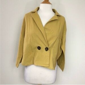 Sweet Rain Mustard Cotton Linen Boxy Shirt Jacket Size Medium Casual Coastal